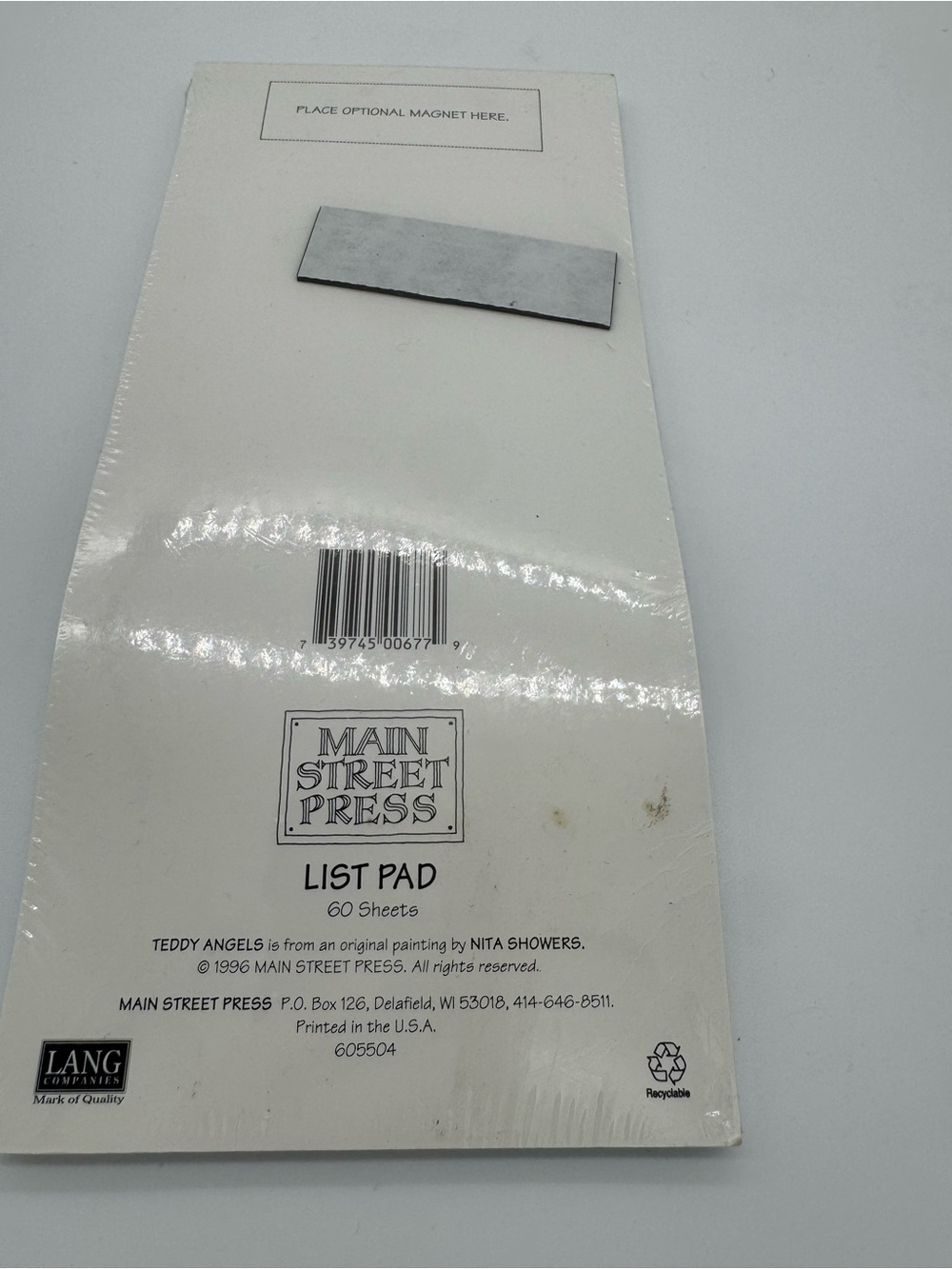 Main Street Press Nita Showers Teddy Angels 1996 Note Pad Vintage Sealed New - Picture 2 of 2
